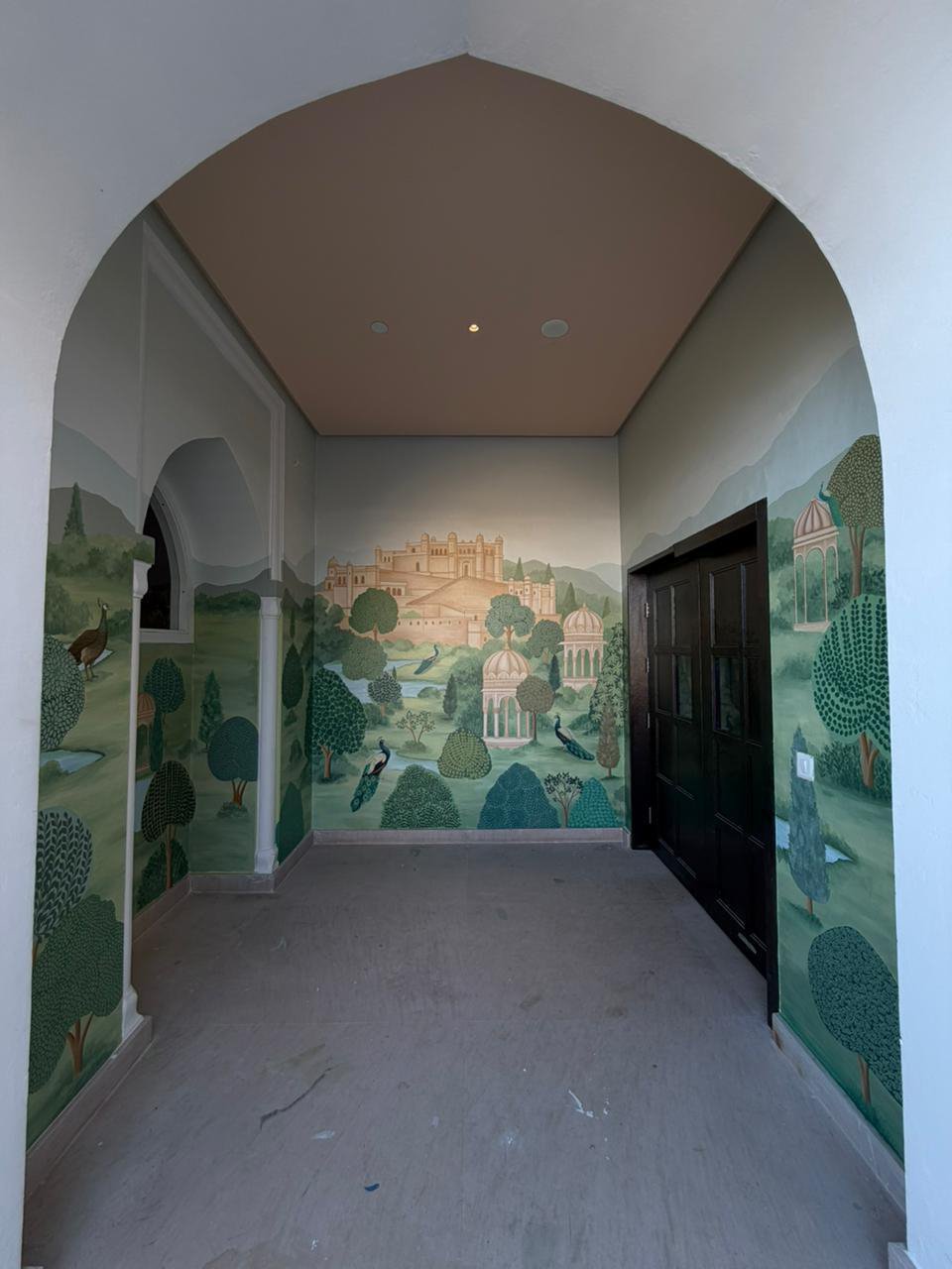 A hotel public space featuring work by The Artemist
