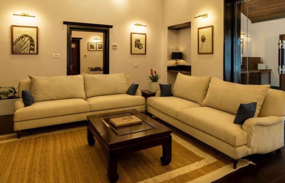 A hospitality space with artwork placed by The Artemist, Kolkata